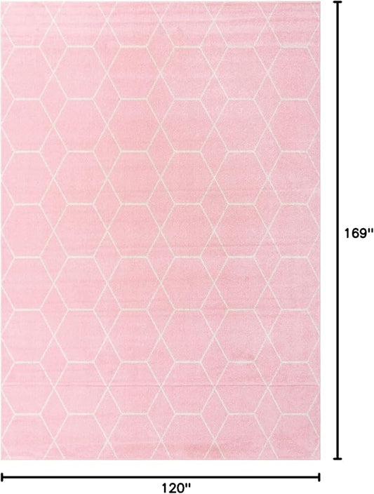 Unique Loom Trellis Frieze Collection Area Rug - Geometric (10' x 14' 1", Light Pink/ Ivory)