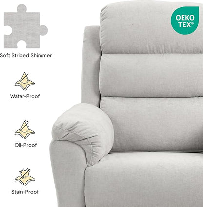 FLEXISPOT XRC6 Nursery Swivel Rocker Recliner with Massage & Heat, Rocking Glider Chair w/ 28" High Back, Comfy Upholstered Armchair for Living Room Nursery, FSC Certified(Ribbed Chenille, Light Grey)
