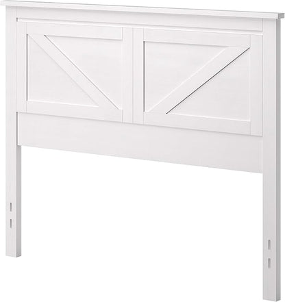 Glenwillow Home Farmhouse Style Wood Panel Headboard in Gloss White - Full Size