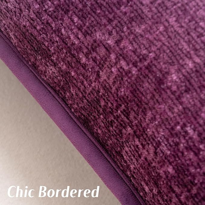 FUTEI Purple Chenille Throw Pillow Covers 18x18 Inch Set of 2,Soft Cozy Bound Edge Design Cushion Case,Home Decor for Couch Bed Living Room
