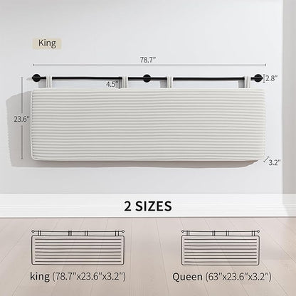UEV King Headboard Only, Wall Mounted Hanging Upholstered Bed Head Board, Modern Vertical Channel Design of Fine Flannel, Elegant Beige Fluted Headboard for Bedroom (Beige, King Size)