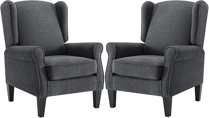 Accent Chair for Living Room Set of 2, High Back Reading Armchairs with Removable Seat Cushion, Mid-Century Single Couch in Fabric, Modern Ergonomic Wingback Chair for Bedroom,Club, Balcony