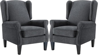 Accent Chair for Living Room Set of 2, High Back Reading Armchairs with Removable Seat Cushion, Mid-Century Single Couch in Fabric, Modern Ergonomic Wingback Chair for Bedroom,Club, Balcony