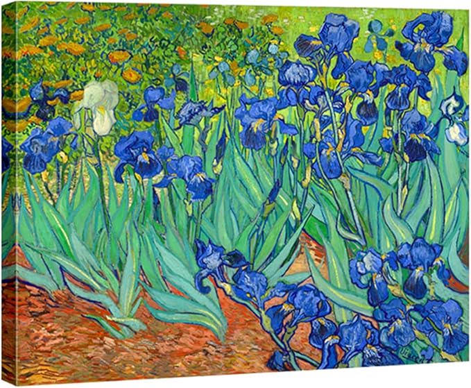 Wieco Art Irises Extra Large Modern Gallery Wrapped Floral Giclee Canvas Prints By Van Gogh Famous Flowers Oil Paintings Reproduction Artwork Pictures on Canvas Wall Art