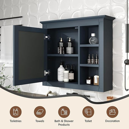 30" Bathroom Vanity with Matching Medicine Cabinet, Modern Sink Storage Cabinet with Drawers, Soft Closing Doors and Shelf, Bathroom Vanities with Sink & Mirror