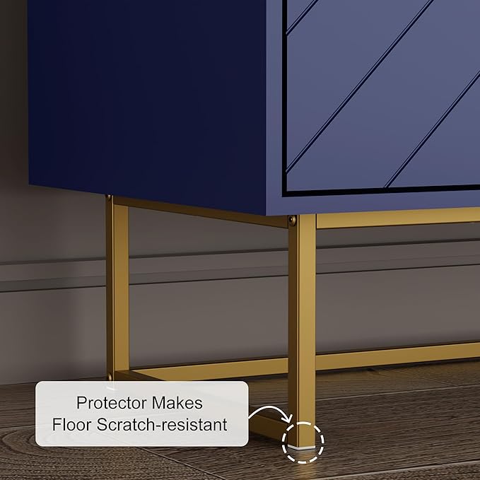Scurrty 31.5'' Sideboard Buffet Cabinet with Storage, Set of 3,Navy Blue Accent Cabinet with Doors & Adjustable Shelf for Living Room & Kitchen (2 Doors)