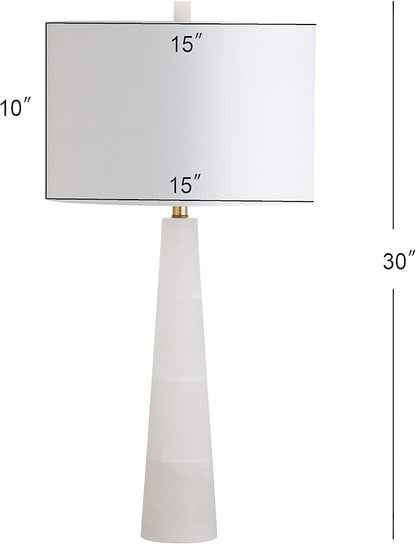 SAFAVIEH Lighting Collection Delilah Alabaster White 30-inch Bedroom Living Room Home Office Desk Nightstand Table Lamp (LED Bulb Included)