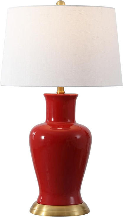 JONATHAN Y JYL4026G Julian 29" Traditional Classic Ceramic Urn LED Table Lamp, Red for Bedroom, Living Room, Kitchen, Home Office, Kids Room