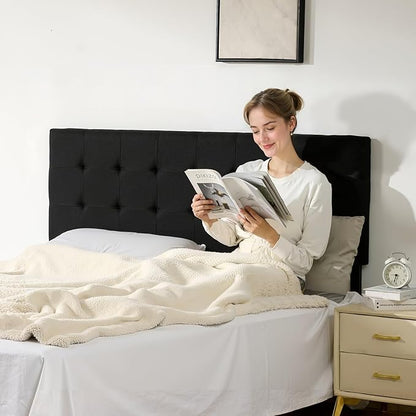 VEVOR Headboard, Queen Size Headboard with Adjustable Height, Comfortable Diamond Tufted for Queen Size Bed, W62.2 x H(42.72-54.53) x D2.76 in, Ideal for Bedroom, Hotel, Homestay, Dormitory, Black