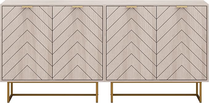 Scurrty 31.5'' Sideboard Buffet Cabinet with Storage,Sideboard Buffet Set of 2, Natural Storage Cabinet with Doors and Adjustable Shelf, Ancient Style for Living Room, Kitchen, Log Color
