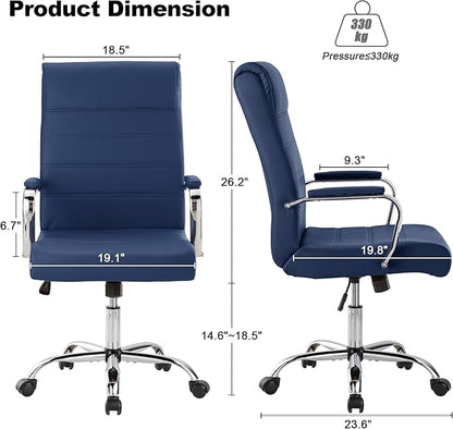Office Desk Chair,Modern Conference Room Chairs,High Back Ergonomic Home ofiice Chair,Adjustable Height Swivel Executive Computer Chair with Padded Seat and Armrest (Blue)