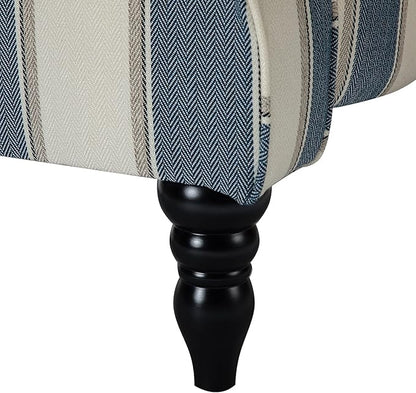 HULALA HOME Upholstered Wingback Recliner Chair Set of 2, Small Adjustable Footrest Push Back Single Reclining Sofa, Mid Century Modern Lounge Armchair for Living Room, Bedroom, Reading/Stripe Navy