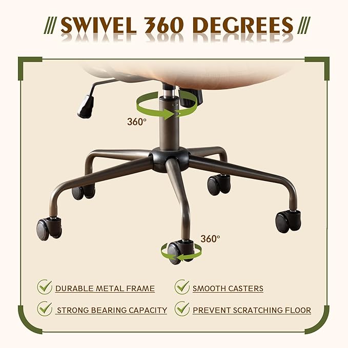 High Back Office Chair,Modern Swivel Office Chair,Brown Suede Fabric Gaming Chair,Height Adjustable Home Office Desk Chair with Lumbar Support