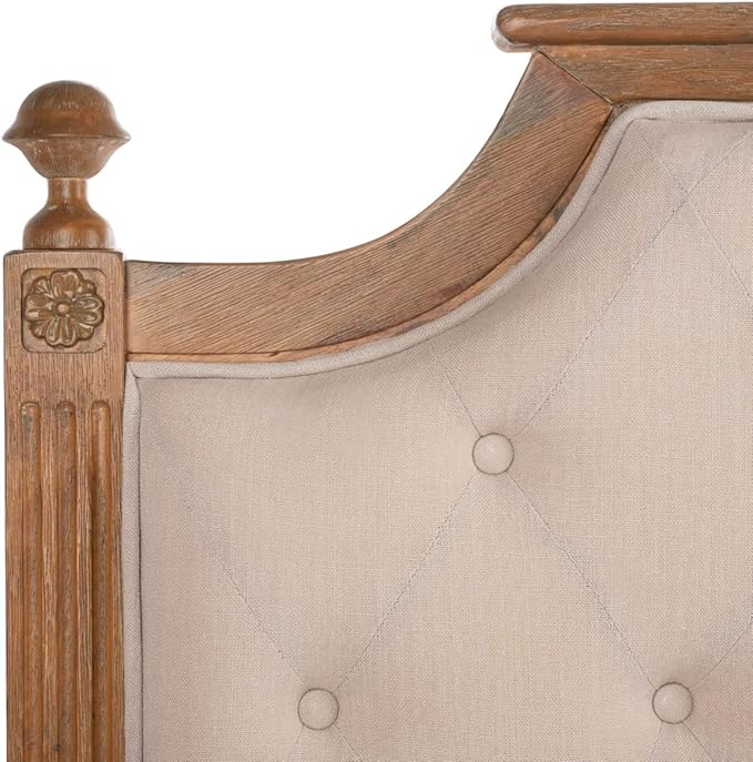 SAFAVIEH Home Collection Tufted Headboard, FULL - Linen, Beige/Rustic Oak