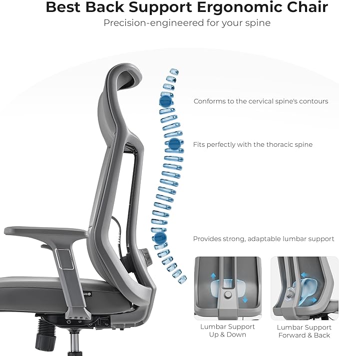EUREKA ERGONOMIC Valen Leather Desk Chair, High Back Office Chair, Microfiber PU Leather Office Chair with Wheels, Executive Office Chair Comfy for Samll Spaces, Grey