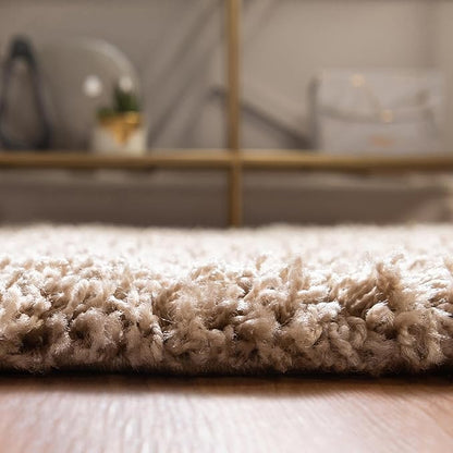 Unique Loom Solid Shag Collection Area Rug (8' x 10' Oval, Taupe)