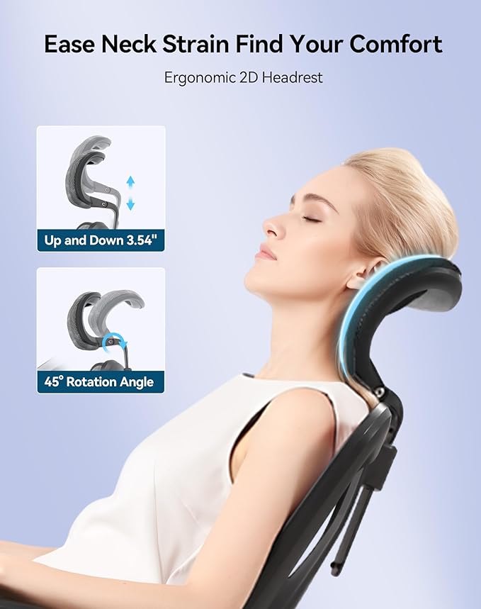 SIHOO M57 Ergonomic Office Chair with 3 Way Armrests Lumbar Support and Adjustable Headrest High Back Tilt Function Grey