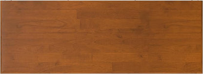 SIMPLIHOME Draper Storage Bench - 44 inch Wide Solid Wood Entryway Bench in Teak Brown, Mid Century Hallway Bench for Living Room with Flip-Down Door and 3 Cubbies