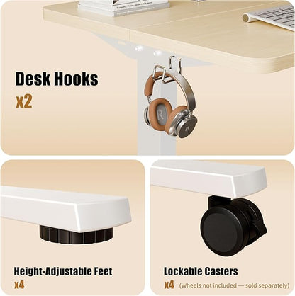 ERGOMAKER Electric Standing Desk, 31.5" x 23.6" Height Adjustable Sit Stand Desk with Splice Board for Home Office, Computer Desk Memory Preset (White Frame, Gold Oak Desktop)