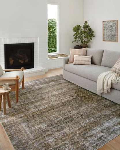 Loloi Amber Lewis Billie Collection, Tobacco & Rust 2'-3" x 3'-9" Area Rug – Antique & Distressed Accent Rugs for Living Room, Bedroom, Entryway & Hallway, No Shed High Traffic Area Home Decor Rug