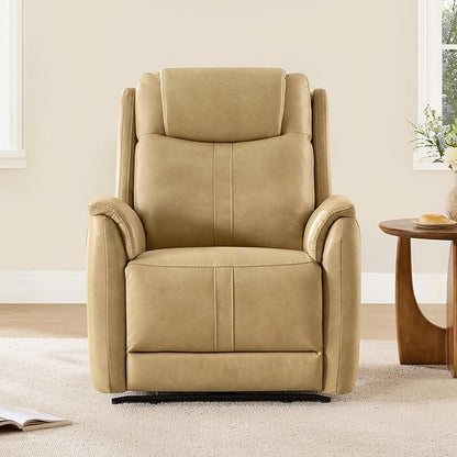 CHITA Super Zero Gravity Power Recliner Chair for Adults, Electric Faux Leather Recliner with USB & Type-C Charging Ports for Living Room, Bedroom & Home Theater Relaxation, Tan