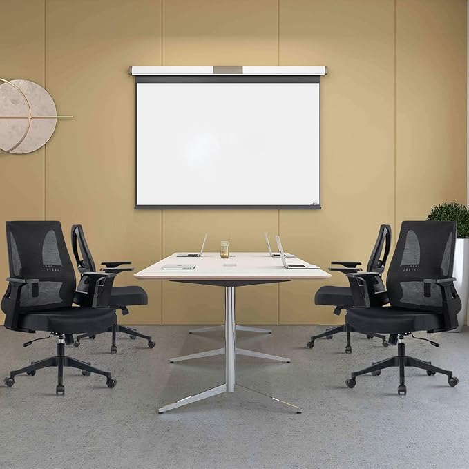 CLATINA 500lbs Big and Tall Office Chair Heavy Duty Mesh Ergonomic Computer Chairs with Adjustable Lumbar Support and Wide Comfy Seat for Home Office Conference Heavy People, Black(4 Pack)