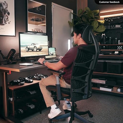 AUTONOMOUS ErgoChair Ultra 2 Ergonomic Office Chair Mesh Black Adjustable Lumbar Support, Rolling Swivel - Home office Desk Chairs with Headrest & Arms - Ergonomic Desk Chair Comfy for Gaming & Office