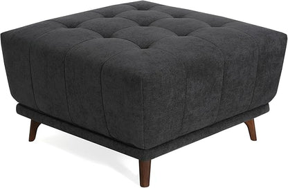 Christopher Knight Home Kinsley Square Ottoman Footstool, Ottoman Chair with Large Seat, Chenille Fabric Upholstery Coffee Table, Modern Side Table for Living Room Bedroom Home Decor, Grey