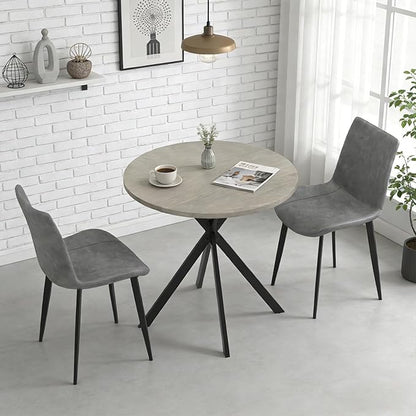 31.5" Round Dining Table and Chairs Set for 2, Small Dining Table Chairs Set Space-Saving, Small Dinette Sets for 2 for Kitchen Dining Room Apartment(Gray Table +Gray Chairs)