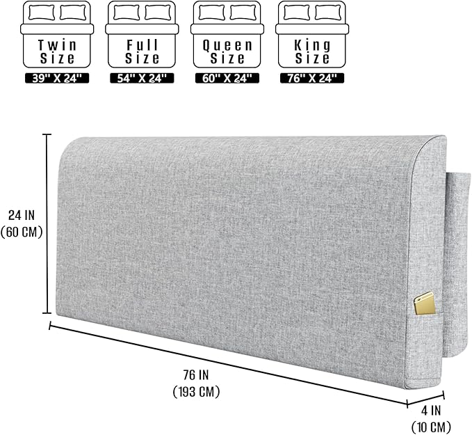 Upholstered King Headboard, No Tools Needed, Wall Mounted Headboard with Removeable Washable Linen, Multi-Functional Backrest (Grey)