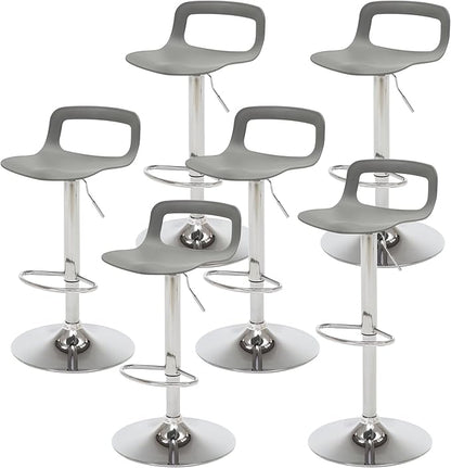 NOBPEINT NOB Contemporary Chrome Air Lift Adjustable Swivel Bar Stool (6 Pieces, Gray)