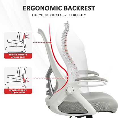 HYLONE Office Chair Ergonomic Desk Chair with Adjustable Armrests, Mesh Executive Chair, Home Office Computer Chairs for Long Hours(Grey)