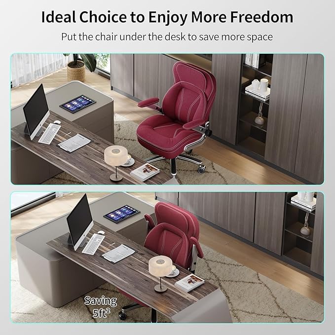 Big and Tall Office Chair, 600lbs Heavy Duty Desk Chair with 5D Arms, Adjustable Lumbar Support & Height, Tilt Function, Fabric High Back Ergonomic Executive Computer Chair with 3'' Casters