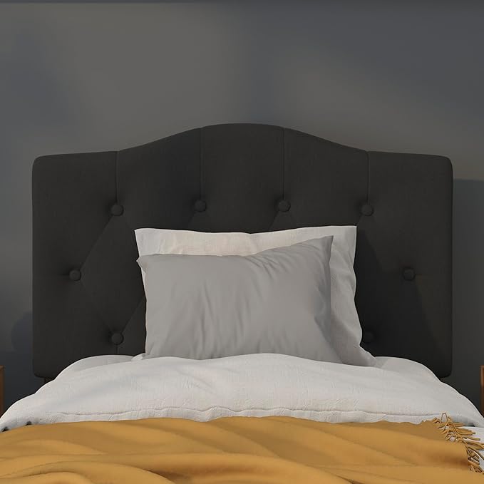 BizChair Tufted Upholstered Twin Size Headboard in Black Fabric