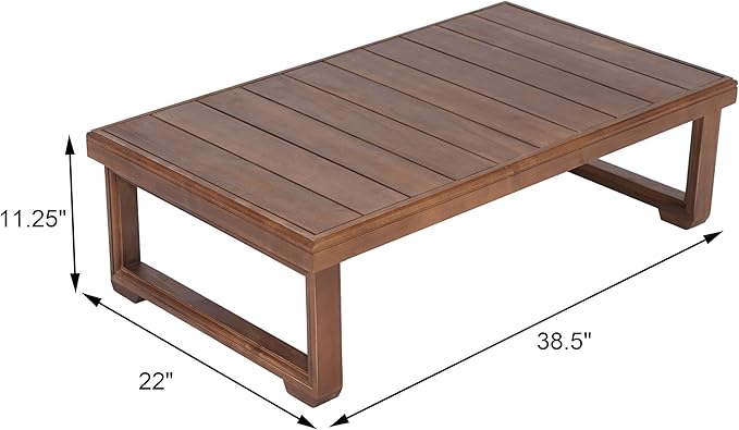 Christopher Knight Home Rammus 2 Pieces Outdoor Conversation Set, Acacia Wood Chat Set, Rectangular Coffee Table and Patio Loveseat Sofa, Slat Design Patio Furniture Set for Garden, Beige + Mocha