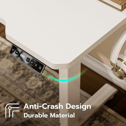 71" Reversible L-Shaped Electric Standing Desk Adjustable Height Gaming Stand Up Corner Desk Sit Stand Home Office Computer Desk with Splice Board, White