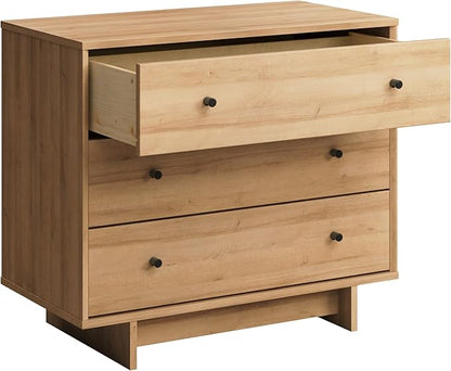 Prepac Finnley 3-Drawer Nightstand in Natural Oak, Extra-Wide Bedside Table with Storage, Modern End Table for Home, Bedroom, 16" D x 31" W x 26.75" H