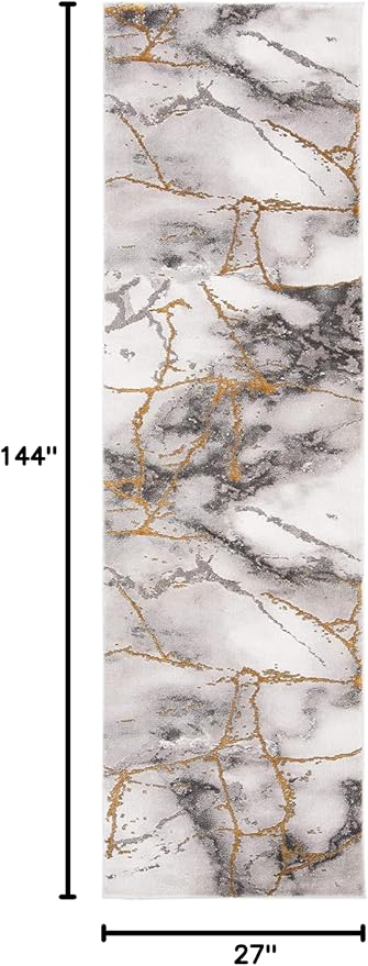 SAFAVIEH Craft Collection Runner Rug - 2'3" x 12', Grey & Gold, Modern Abstract Design, Non-Shedding & Easy Care, Ideal for High Traffic Areas in Living Room, Bedroom (CFT877F)