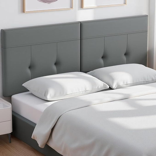 Upholstered King Size Headboard, Headboard King with Sturdy Metal Legs, Tufted Upholstery Design Bed Headboards with Adjustable Width & Height (Grey)