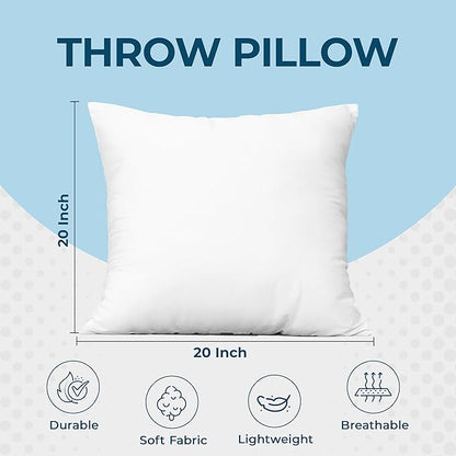 Utopia Bedding Throw Pillows (Set of 4, White), 20 x 20 Inches Pillows for Sofa, Bed and Couch Decorative Stuffer Pillow