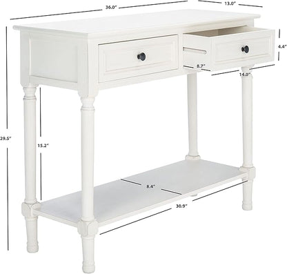Safavieh Home Collection Tate Distressed White 2-Drawer Bottom Shelf Console Table