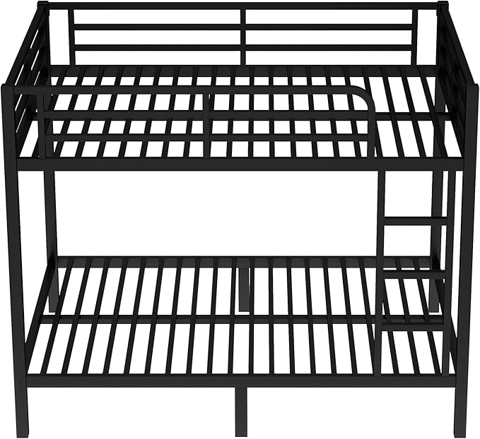 Bellemave Full Over Full Bunk Bed for Adults, Full Size Bunk Beds Frame with Build in Ladder, Black