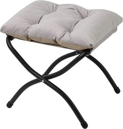 15"(H) Folding Ottoman, Foldable Footrest Stool, Portable Small Foot Stool for Couch, Collapsible Foot Rest Ottoman for Sofa, Accent Padded Ottomans for Home, Living Room, Light Grey
