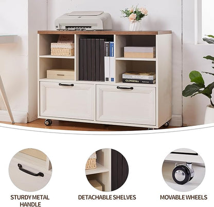 60" L-Shaped Executive Desk with 40" File Cabinet,Farmhouse Home Office Desk with Charging Station,Wood Computer Desk Set for Office Work,Home Study
