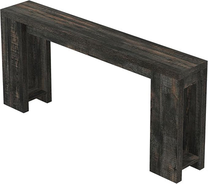 Tribesigns 70.9-Inch Long Console Table, Farmhouse Wooden Entryway Sofa Table Behind Couch, Narrow Entry Console for Living Room, Hallway, Entrance, Foyer, Black