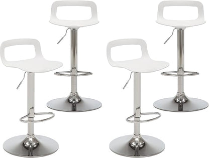 NOBPEINT NOB Contemporary Chrome Air Lift Adjustable Swivel Bar Stool (6 Pieces, White)