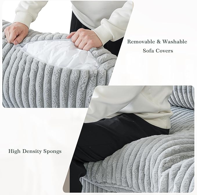 Modular Sectional Sofa, 118.11" Oversized Cloud Sectional Couch,3 Seat Comfy Modern Sectional Couches for Living Room,Plush Sofa Cushion Covers Removable,Gray