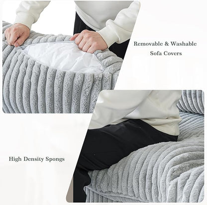 78.74" Oversized Loveseat Sofa, Deep Seat Cloud Couch, 2 Seat Comfy Modular Sectional Couches for Living Room, Plush Couch Cushion Covers Removable, Gray