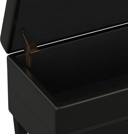 SIMPLIHOME Afton 48 inch Wide Contemporary Rectangle Storage Ottoman Bench in Midnight Black Vegan Faux Leather, Assembled, For the Living Room and Bedroom