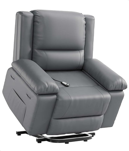 GarveeHome Oversized Wide Power Lift Recliner Chair - Heat and Massage, Adjustable Back and Legs, PU Leather Electric Lift Chair Designed for The Elderly and People with Mobility impaired